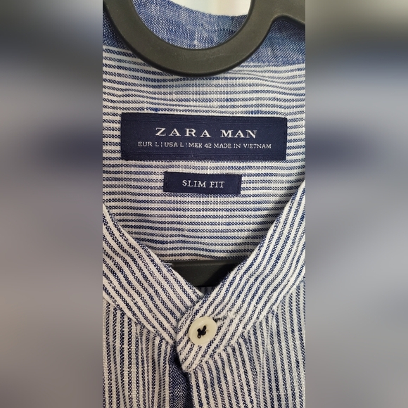 Zara Man 100% Linen Button Up Shirt Size Large - Picture 3 of 6